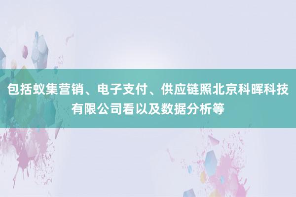 包括蚁集营销、电子支付、供应链照北京科晖科技有限公司看以及数据分析等